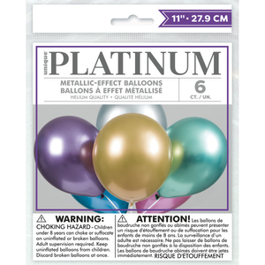 Solid Color Platinum 11" Latex Balloons - Assorted (6 Pack)