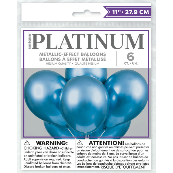 Blue Platinum 11" Latex Balloons (6 Pack)