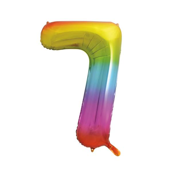 Rainbow Number 7 Shaped Foil Balloon (34"")
