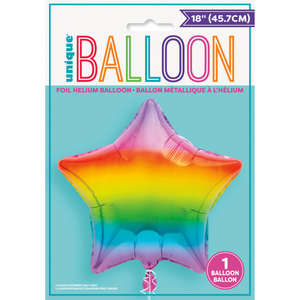 Gradient Rainbow Star Foil Balloon (18"")