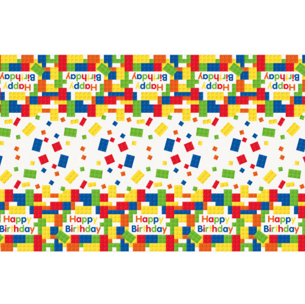 Building Blocks Birthday Rectangular Plastic Table Cover (54"x84")