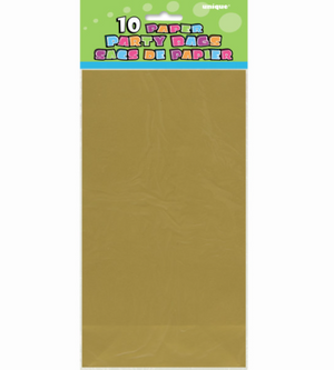 Gold Metallic Paper Party Bags (10 Pack)