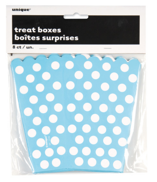 Powder Blue Dots Treat Boxes (8 Pack)