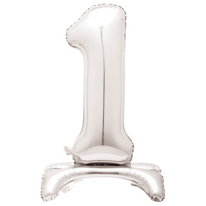 Silver Number 1 Shaped Standing Foil Balloon (30"")
