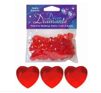 Décor Diamanté™ 12mm Hearts Red (28g bag)