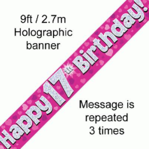 17th Birthday Pink Banner - 9FT (2.7M)