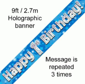 1st Birthday Blue Banner - 9FT (2.7M)