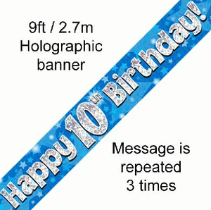 10th Birthday Blue Banner - 9FT (2.7M)