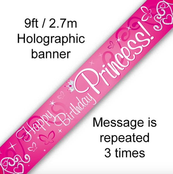 Banner Happy Birthday Princess Holographic (9ft)