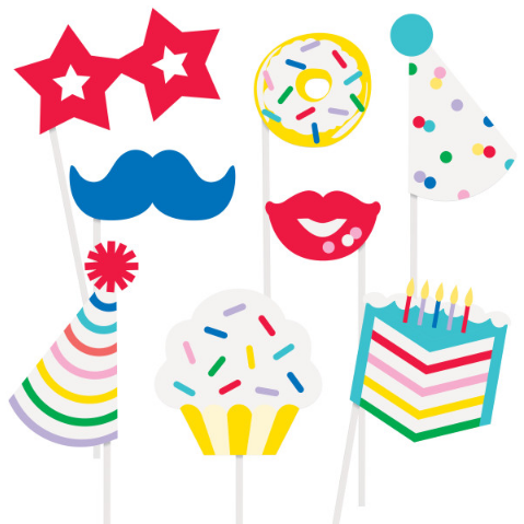 Birthday Photo Booth Props (10 Pack)
