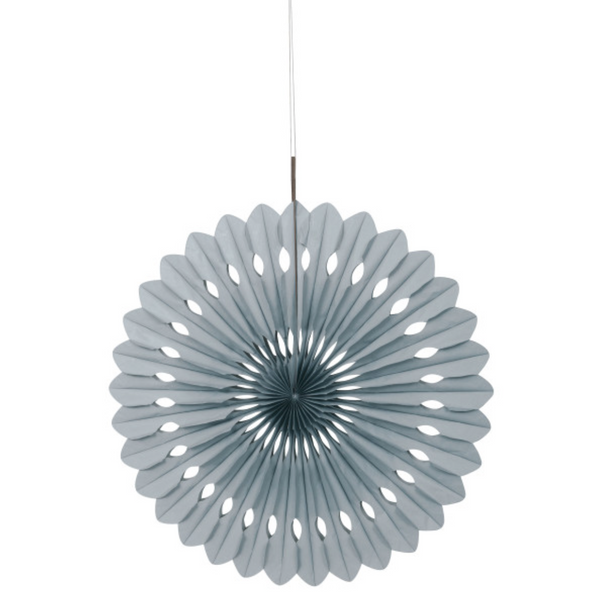 Silver Solid 16" Tissue Paper Fan