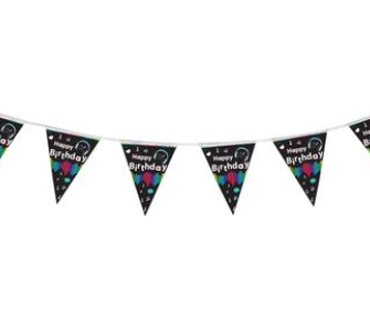 Party Bunting Music Media Birthday Holographic - 11 flags (3.9m)