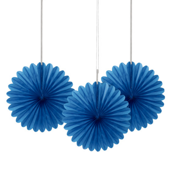 Royal Blue Solid 6" Tissue Paper Fans (3 pack)