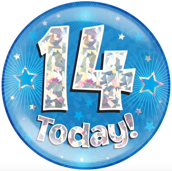 6" Holographic Jumbo Badge - 14 Today Blue
