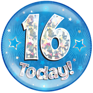 Holographic Jumbo Badge - 16 Today Blue