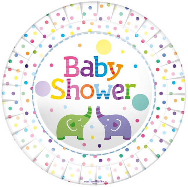 Baby Shower Elephants 9"/23cm Plates (8 Pack)