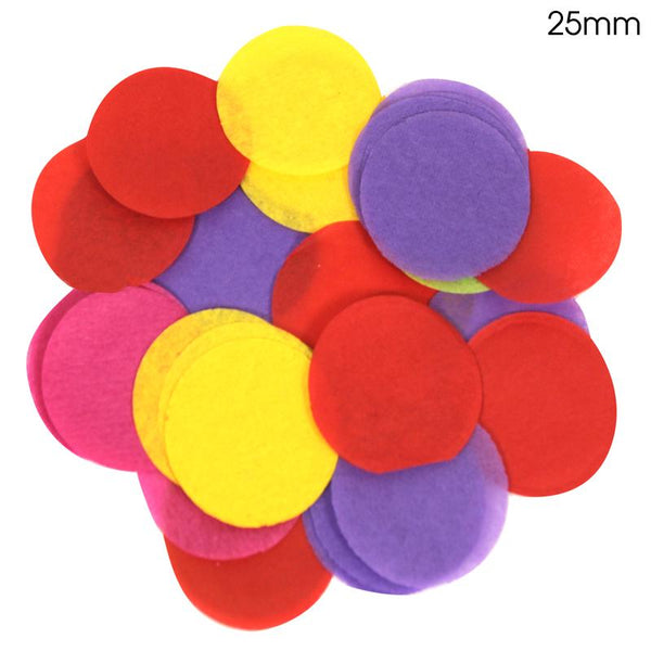 Tissue Paper Confetti Flame Retardant Round Mixed Colours 14g (25mm)
