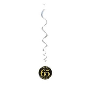 Sparkling Fizz Hanging Swirls 65th Black / Gold (6 Pack)