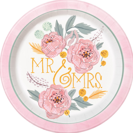 Painted Floral Round 9" Dinner Plates (8 Pack)