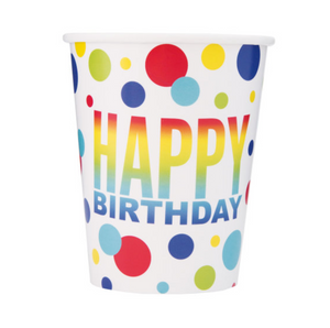 Rainbow Spots Birthday 9oz Paper Cups (8 pack)