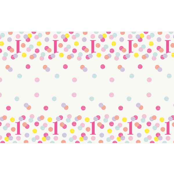 Pink Dots 1st Birthday Rectangular Plastic Table Cover (54"x84")