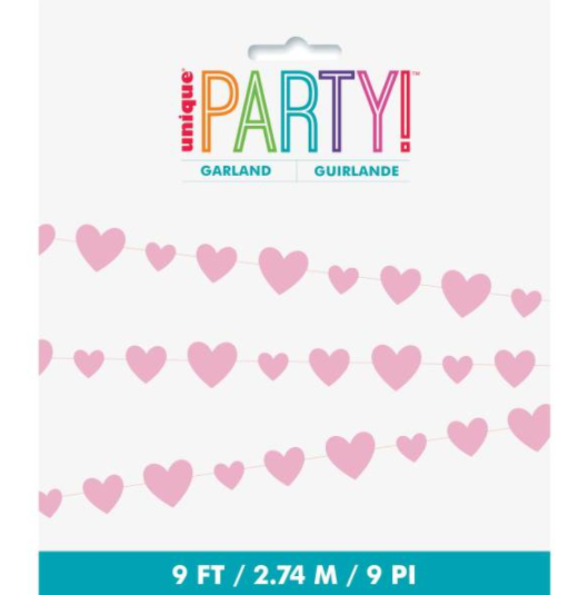 Pink Hearts Baby Shower Cut Out Garland (9 ft)