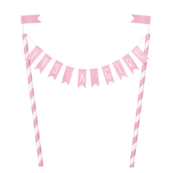 Baby Shower Bunting 'It's A Girl' Cake Topper