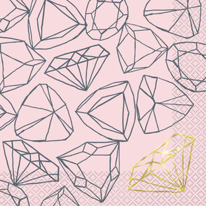 Pink Diamond Bachelorette Party Luncheon Napkins - Foil Stamped (16 Pack)