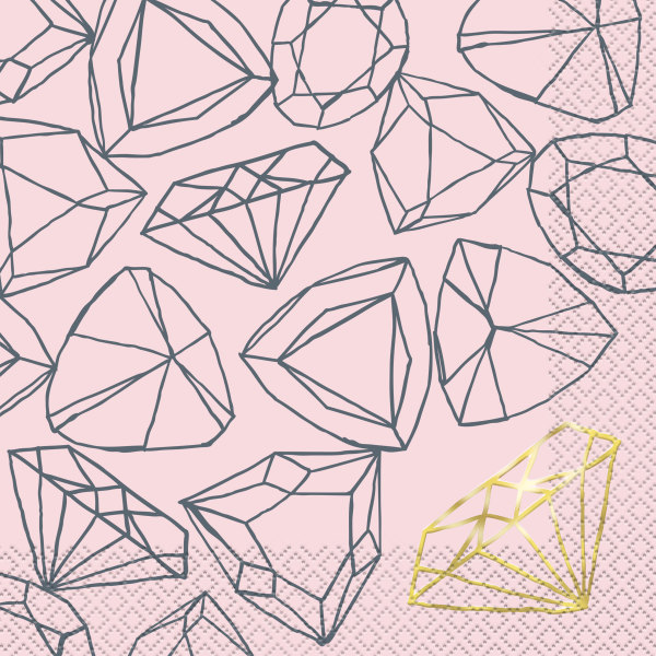 Pink Diamond Bachelorette Party Luncheon Napkins - Foil Stamped (16 Pack)