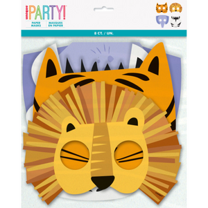 Animal Safari Paper Masks (8 Pack)