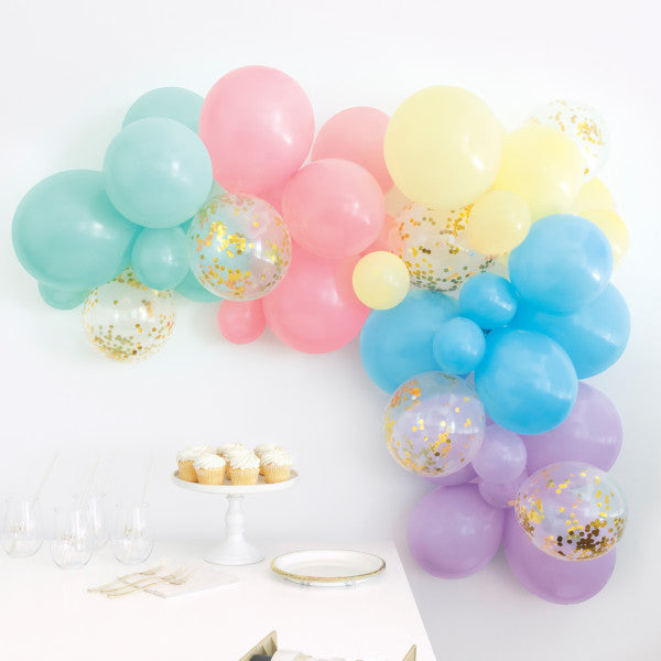 Pastel Assorted Foil Confetti & Latex Balloon Arch Kit (40 Pack)