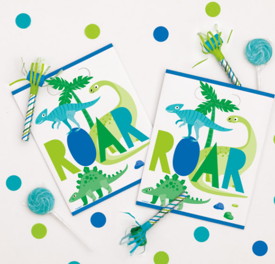 Blue & Green Dinosaur Loot Bags (8 pack)