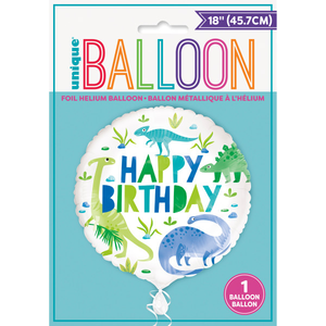 Blue & Green Dinosaur Round Foil Balloon (18"")