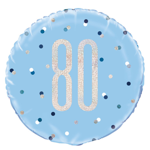 Glitz Blue & Silver Round Foil Balloon Packaged 80 (18")