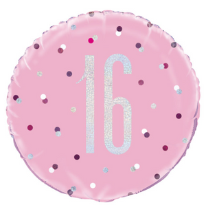 Glitz Pink & Silver Round Foil Balloon Packaged 16 - ( 18")