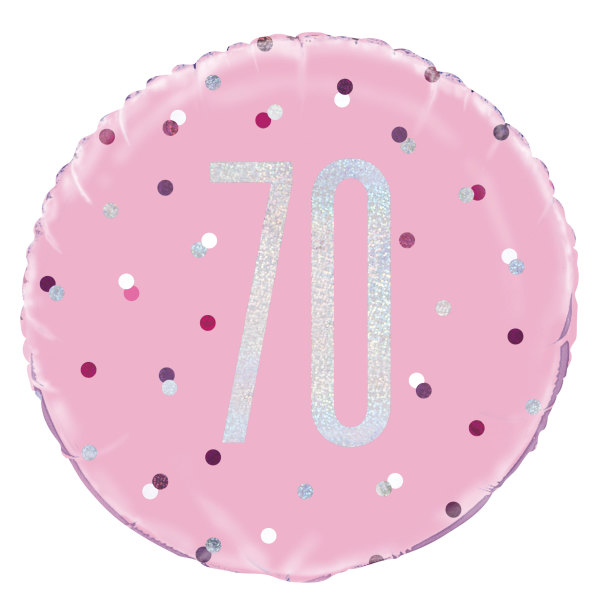 Glitz Pink & Silver Round Foil Balloon Packaged 70 (18")