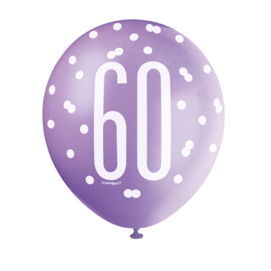 12" Glitz Petal Pink Spring Lavender & White Latex Balloons 60 (6 Pack)