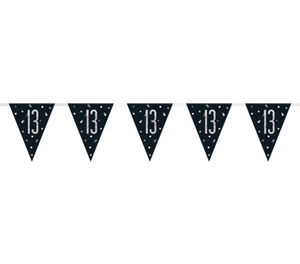 Birthday Black Glitz Number 13 Flag Banner (9ft)