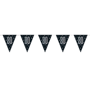 Glitz Black & Silver Prismatic Plastic Flag Banner 80 (9ft)
