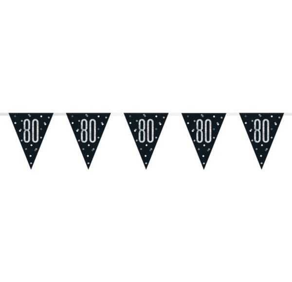 Glitz Black & Silver Prismatic Plastic Flag Banner 80 (9ft)