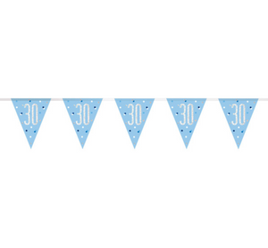 Glitz Blue & Silver Prismatic Plastic Flag Banner 30 (9ft)