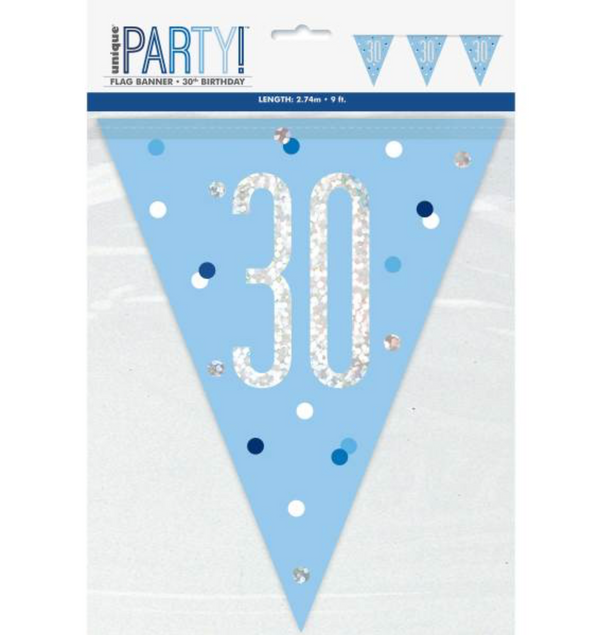 Glitz Blue & Silver Prismatic Plastic Flag Banner 30 (9ft)