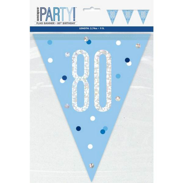 Glitz Blue & Silver Prismatic Plastic Flag Banner 80 (9ft)
