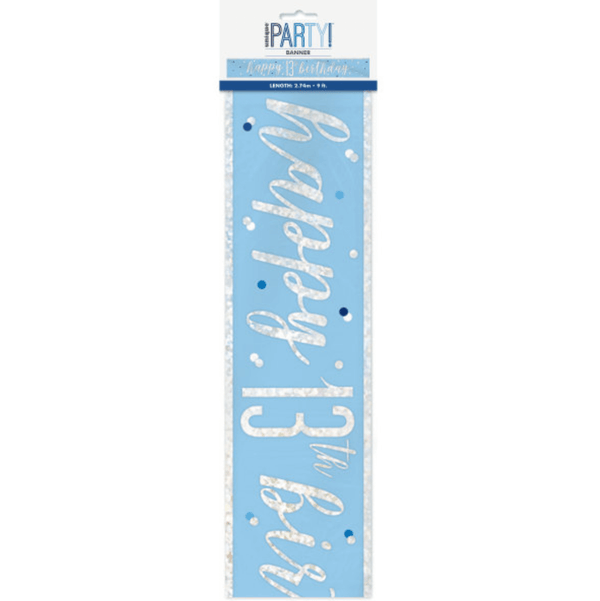 Birthday Blue Glitz Number 13 Prism Banner (9 ft)