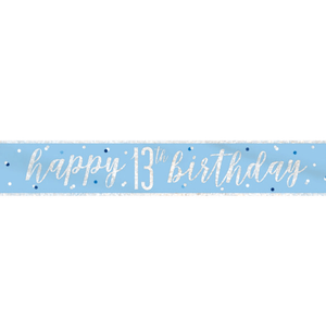 Birthday Blue Glitz Number 13 Prism Banner (9 ft)