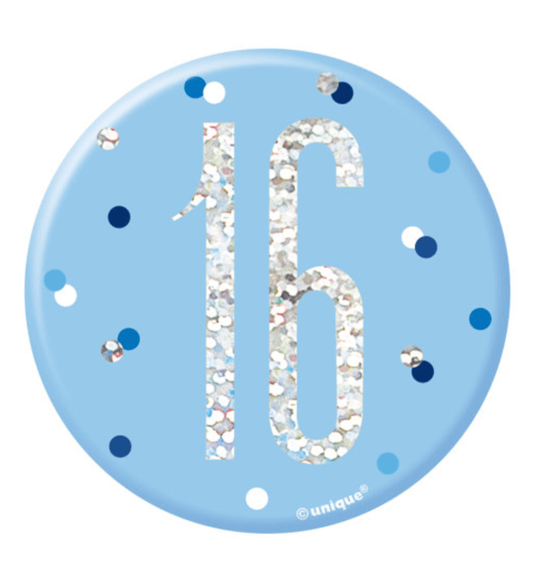 1 Glitz Blue & Silver Birthday Badge 16