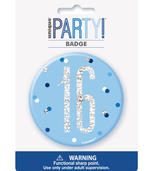 1 Glitz Blue & Silver Birthday Badge 16