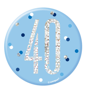 1 Glitz Blue & Silver Birthday Badge 40