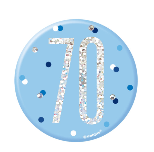 1 Glitz Blue & Silver Birthday Badge 70