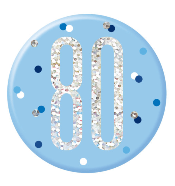 1 Glitz Blue & Silver Birthday Badge 80